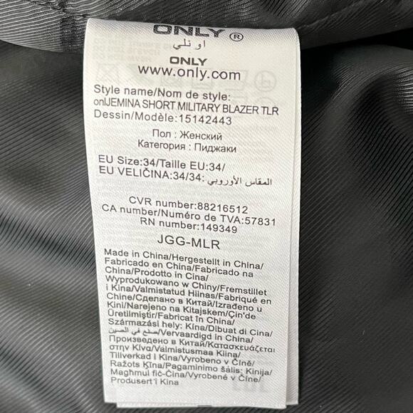 ONLY x ASOS Womens Size 6 Navy Jemina Military Jacket NWT Short Blazer EU 34 - Picture 10 of 13